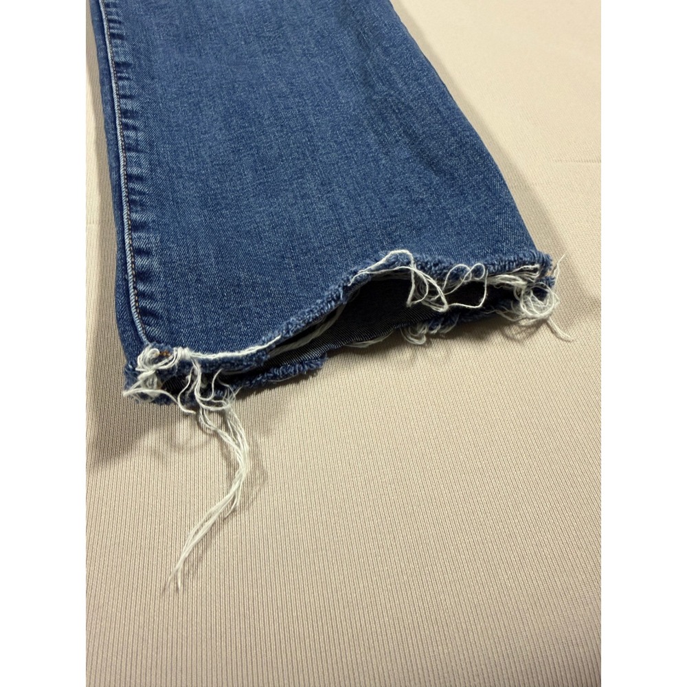Good American Good Legs Straight-Long Jeans Blue Raw Hem Size 12/31